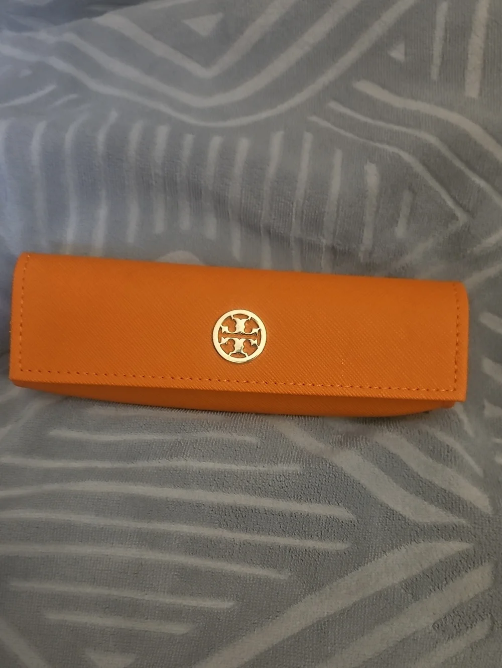 Tory BURCH Orange Leather Eyewear Case with Gold Emblem